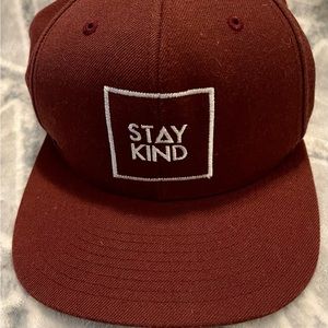 Stay Kind Maroon Burgundy Snapback Hat NWOT